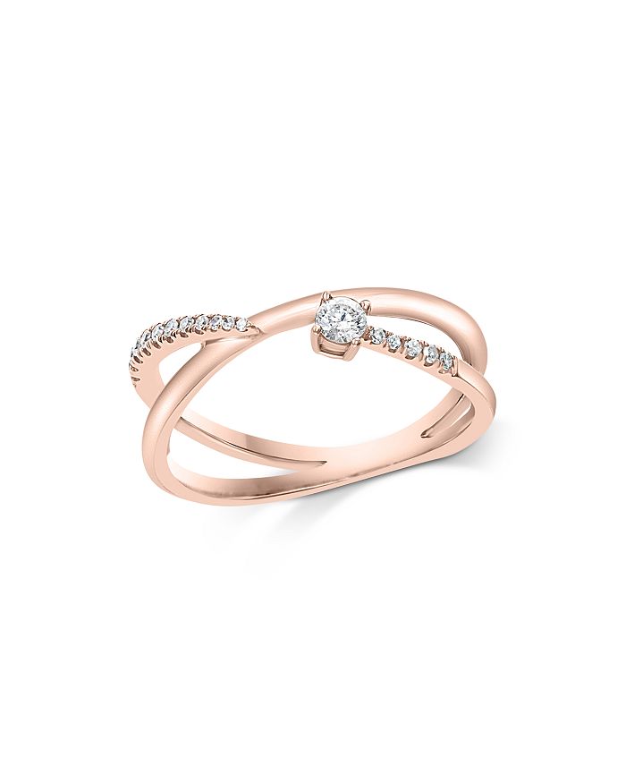 Bloomingdale's Diamond Crossover Statement Ring in 14K Rose Gold, 0.15