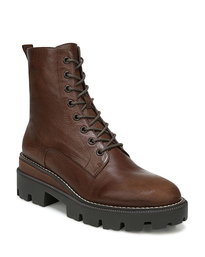 Sam Edelman Garret Combat Platform Boots In Dark Brown