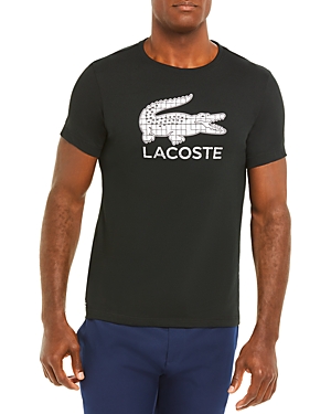 Lacoste Textured Logo Tee In Black
