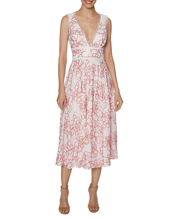 Laundry by Shelli Segal Sequin Embroidered Midi Dress | Bloomingdale's