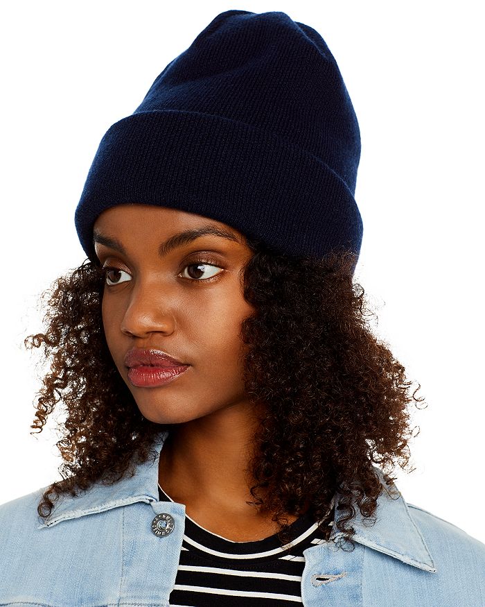 Inverni Solid Knit Hat In Navy