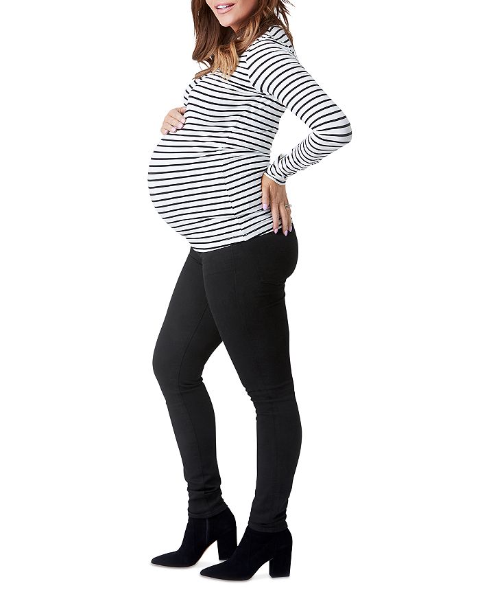 Shop Nom Maternity Liv Long Sleeve Tee In White/black Stripe