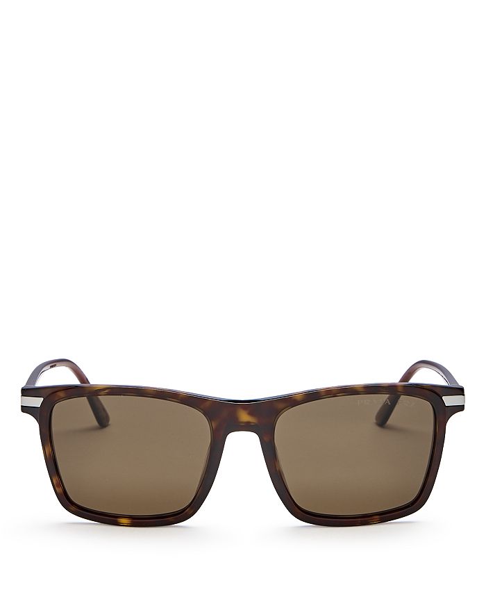 Prada Men's Polarized Square Sunglasses, 54mm In Havana/polar Brown