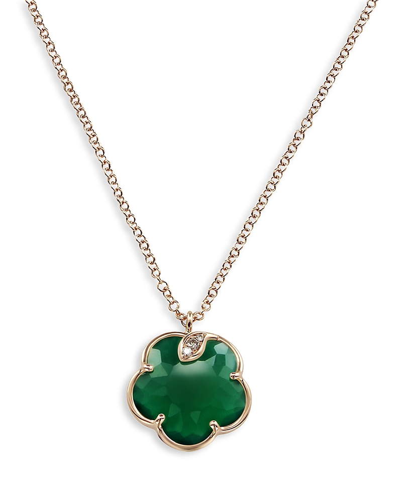 Pasquale Bruni 18K Rose Gold Petit Joli Green Agate and Diamond Pendant Necklace, 16.75