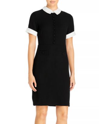 KARL LAGERFELD PARIS Contrast Collar Dress | Bloomingdale's