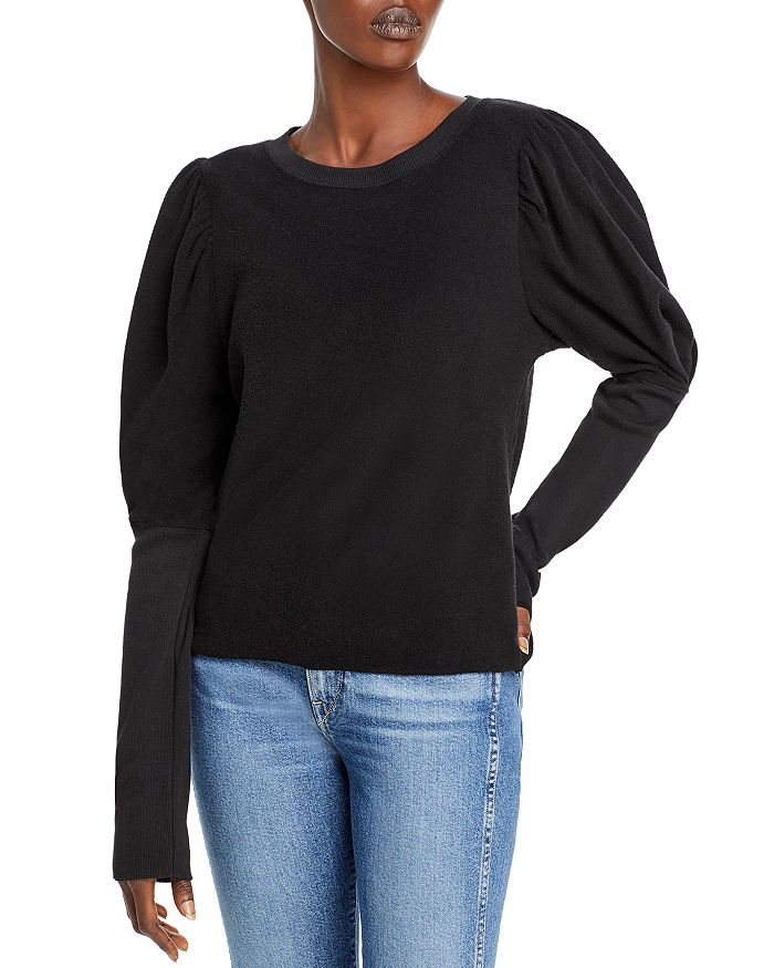 Goldie Inside Out Puff Sleeve Top In Black