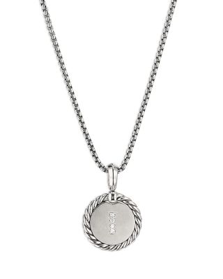 David Yurman Sterling Silver Cable Collectibles Initial Charm Necklace with Diamonds, 18