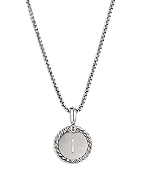 DAVID YURMAN STERLING SILVER CABLE COLLECTIBLES INITIAL CHARM NECKLACE WITH DIAMONDS, 18,N14521DSSADI18I