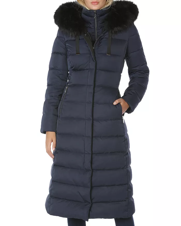 Tahari Nelly Faux Fur Trim Hooded Puffer Coat