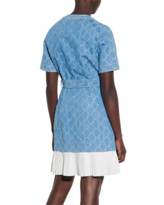 Sandro Kayle Denim Pleated-Skirt Mini Dress Bloomingdale's