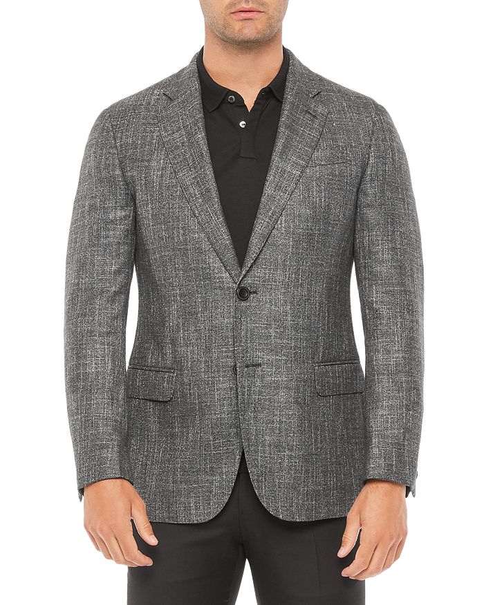 Armani Collezioni Emporio Armani Regular Fit Solid Jacket In Solid Dark Gray