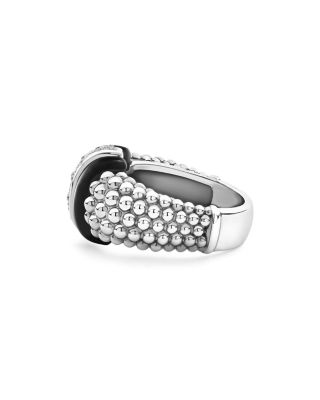 Sterling Silver Black Caviar Diamond & Ceramic Statement Ring