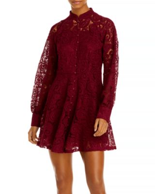 womens burgundy lace dress