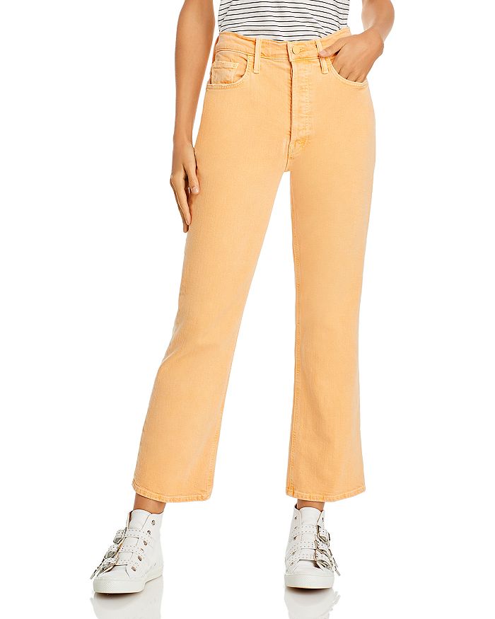 MOTHER The Tripper Frayed Hem Ankle Bootcut Jeans in Apricot Nectar ...