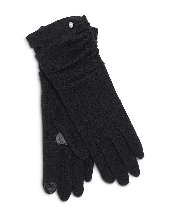 Echo Ruched Cuff Touch Glove In Black