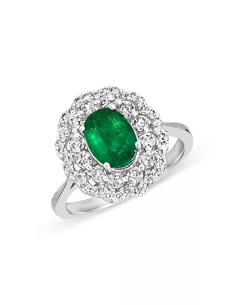 Bloomingdale's Fine Collection Emerald and Diamond Statement Ring in 14K White Gold