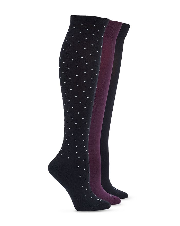 Hue Knee Socks, Set Of 3 In Black Dot