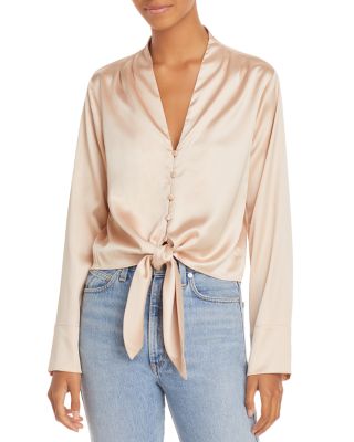 AQUA - Tie Front Blouse - 100% Exclusive