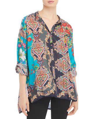 Johnny Was Abstract Print Silk Shirt | Bloomingdale's