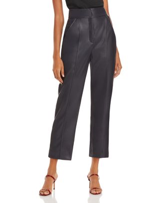 Rebecca Taylor Stovepipe Cropped Faux Leather Pants | Bloomingdale's