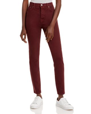 red skinny jeans high waist