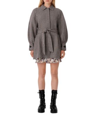 Maje Galico Houndstooth Belted Coat Bloomingdale s