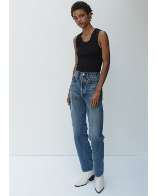 90&#39;s Pinch Waist High Rise Straight Leg Jeans in Navigate