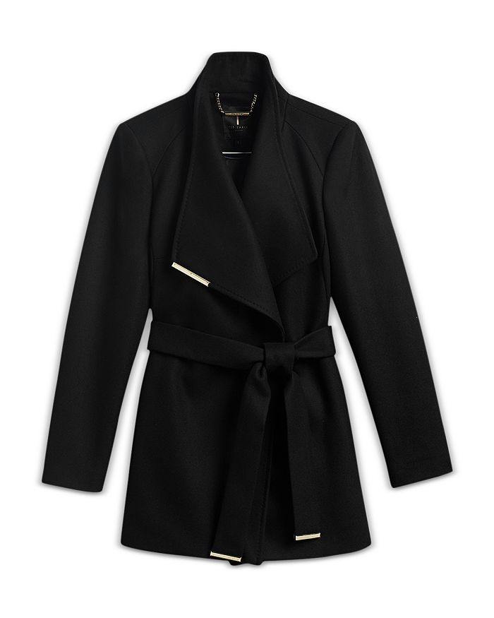 Ted Baker Rosess Wool & Cashmere Blend Wrap Coat In Black