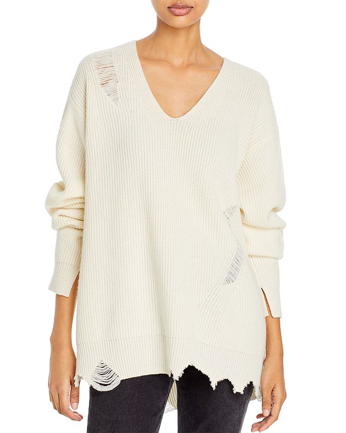 HELMUT LANG DISTRESSED WOOL & CASHMERE SWEATER,K07HW715