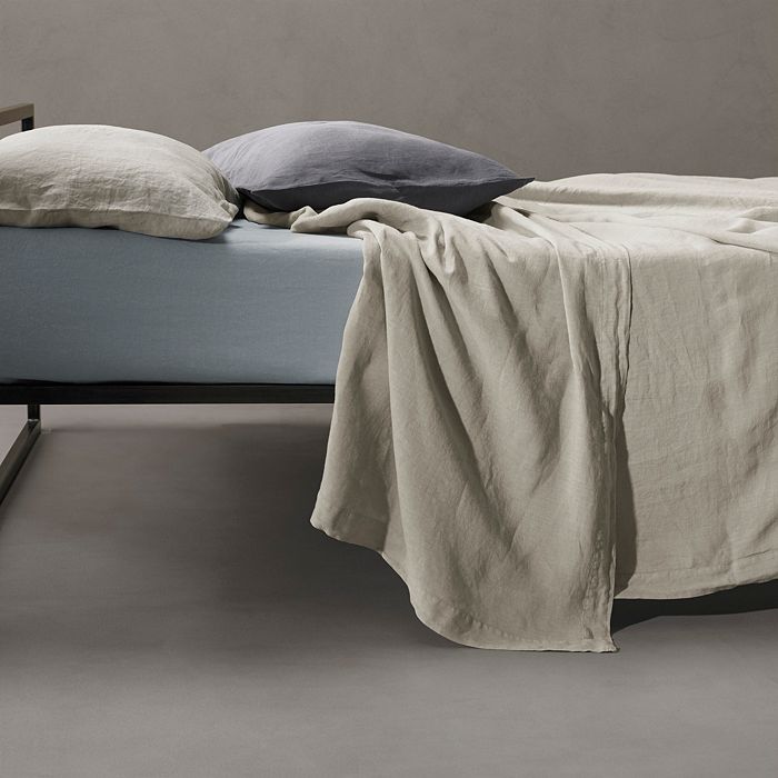 Society Limonta Rem Linen Flat Sheet, King/queen In Mastice