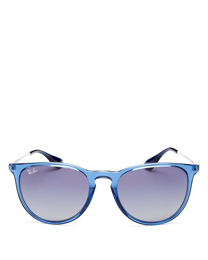Ray Ban Ray-ban Unisex Erika Classic Round Sunglasses, 54mm In Shiny Transparent Blue/light Gray Gradient
