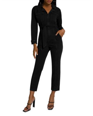 belted denim jumpsuit