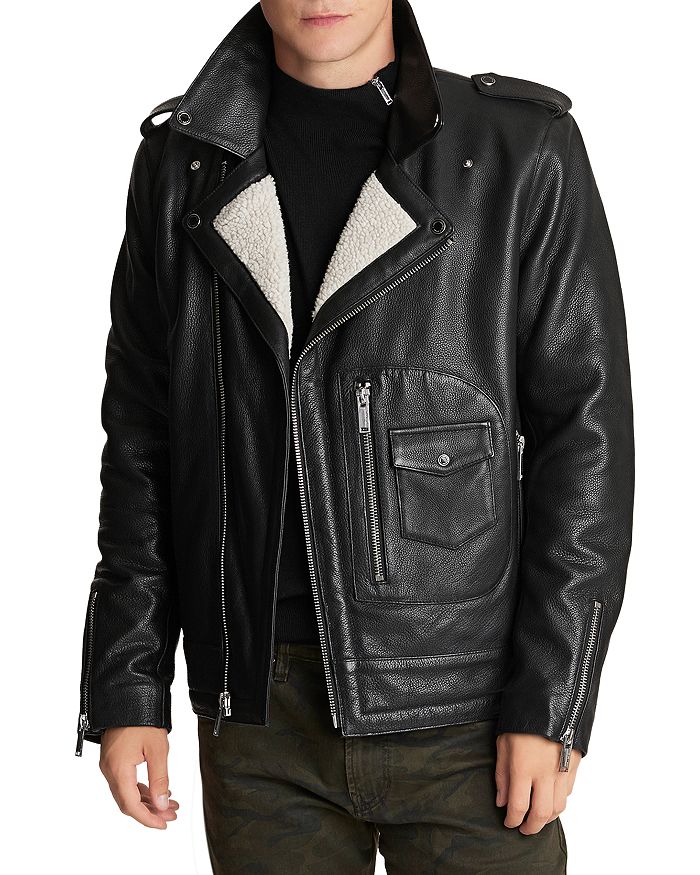 KARL LAGERFELD PARIS Leather Moto Jacket | Bloomingdale's