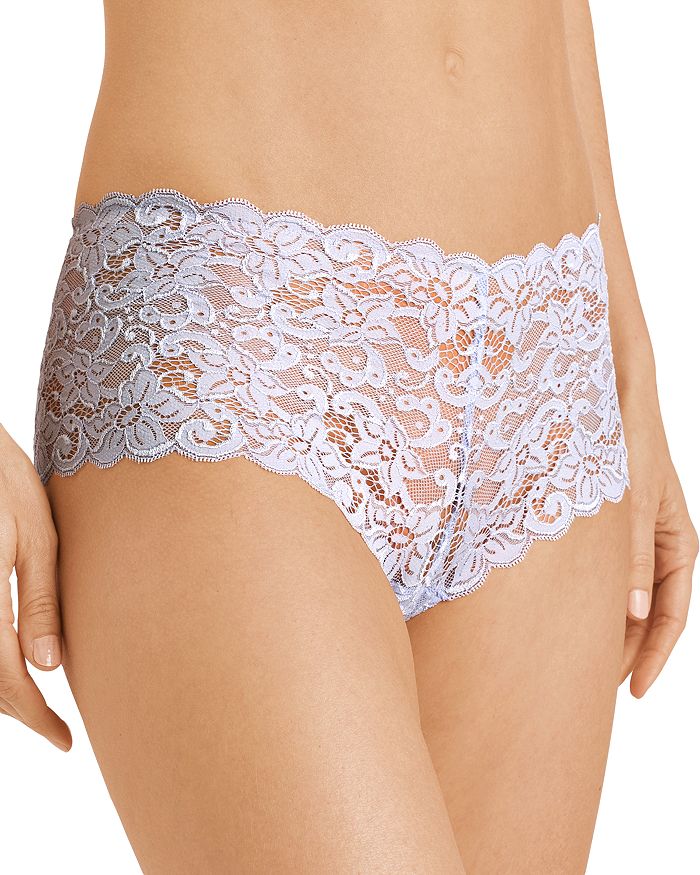 Hanro Luxury Moments Stretch-lace Boy Shorts In Lavender Frost
