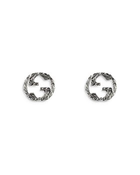 Gucci - Sterling Silver Interlocking G Stud Earrings