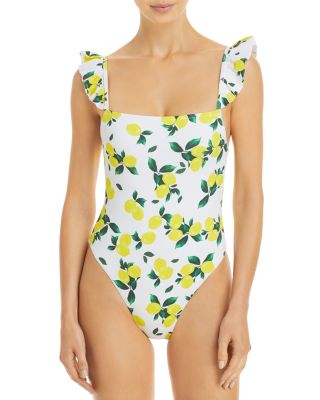 lemon print one piece swimsuit