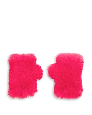 Surell Girls' Faux Fur Fingerless Mittens In Fuchsia