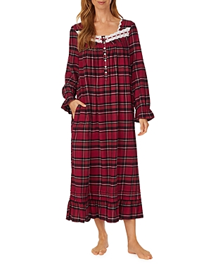 EILEEN WEST PLAID FLANNEL BALLET NIGHTGOWN,E5020126