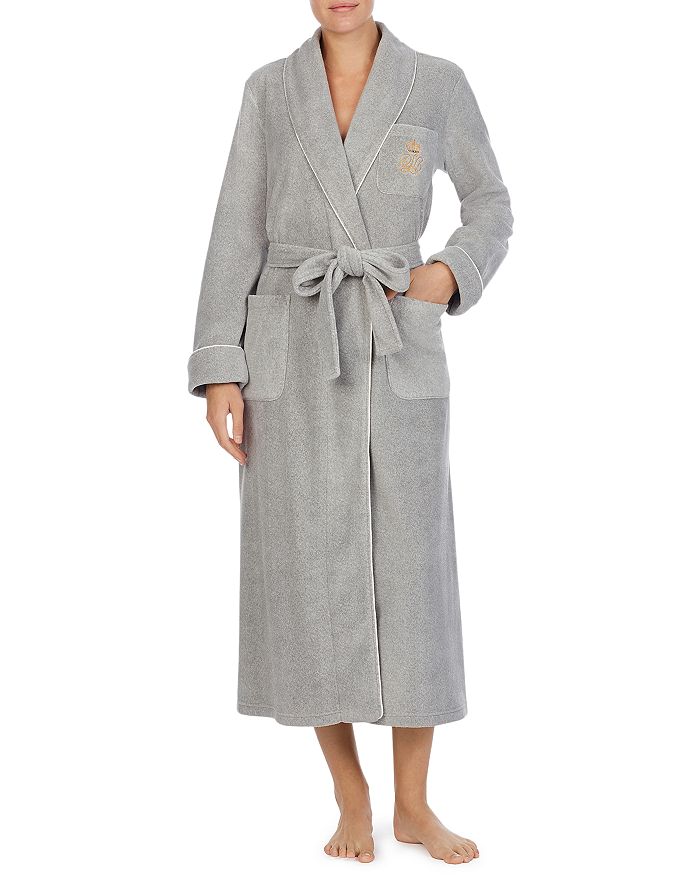Polo Ralph Lauren Lauren Ralph Lauren Dalton Plush Long Wrap Robe In Grey Heather