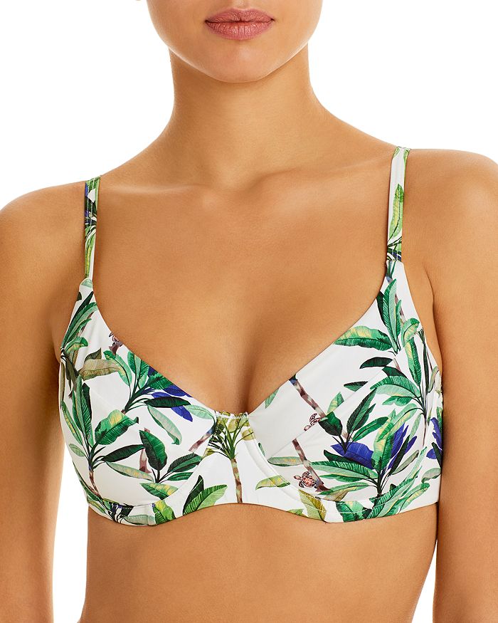 Vilebrequin Palms Retro Printed Underwire Bikini Top In White