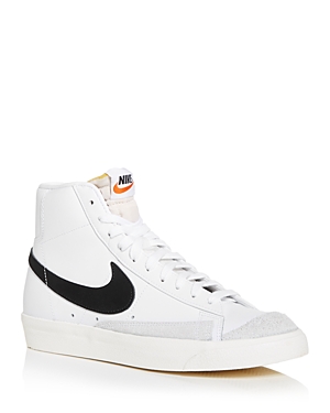 Nike Blazer Mid Suede-trimmed Leather High-top Sneakers In White/black
