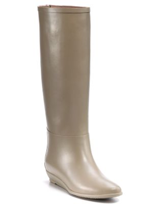 Loeffler Randall Fenton Black Rubber Rain Boot Sz 8 Gold