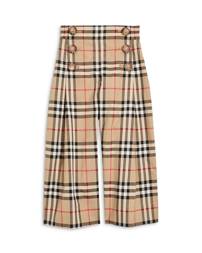 Burberry Girl's Tilda Archive Check Wide-leg Sailor Pants In Archive