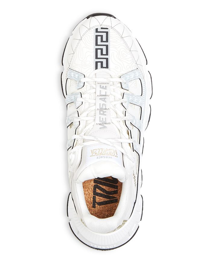 Shop Versace Men's Trigeca Low Top Sneakers In White+gold