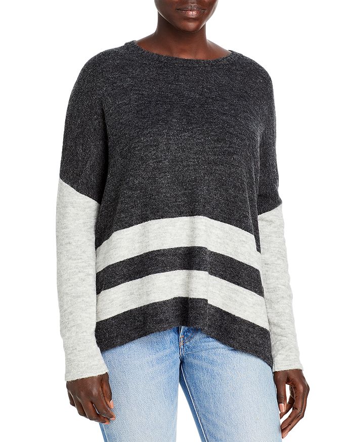 Beachlunchlounge Patience Striped Color Blocked Sweater In Charcoal/gray