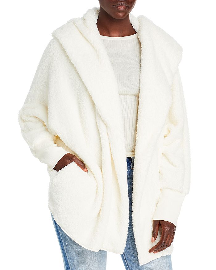 Alison Andrews Faux Sherpa Hoodie In Marshmallow