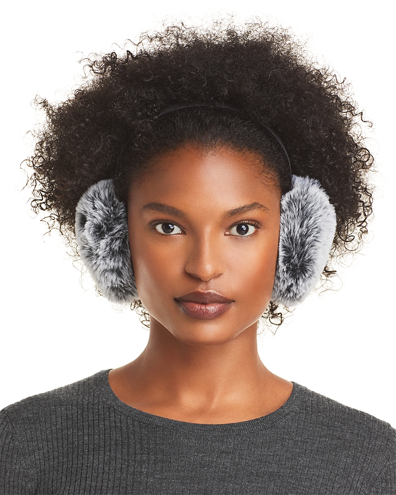 Surell Surrell Rex Rabbit Faux Fur Earmuff In Black Frost