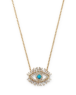 Suzanne Kalan 18K Yellow Gold Sleeping Beauty Turquoise & Diamond Evil Eye Pendant Necklace, 16-18