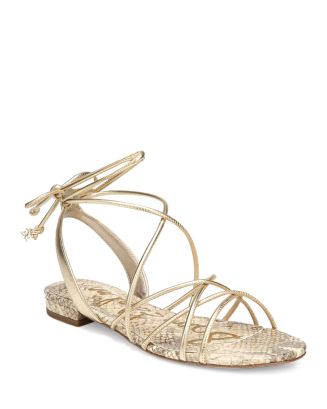 Sam Edelman Tihana Tie Strap Flat Sandals White Lace-Up Sandals