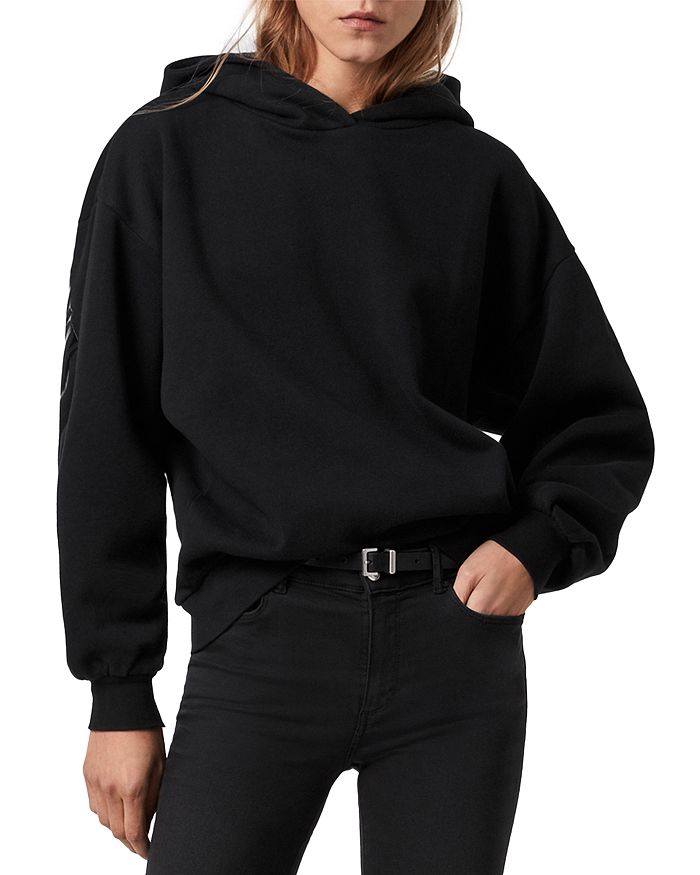 Allsaints Talon Logo Hooded Sweatshirt In Black